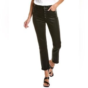 New Paige Accent Black Fog Luxe Coating Ultra High Rise Jeans Button Fly Sz 24